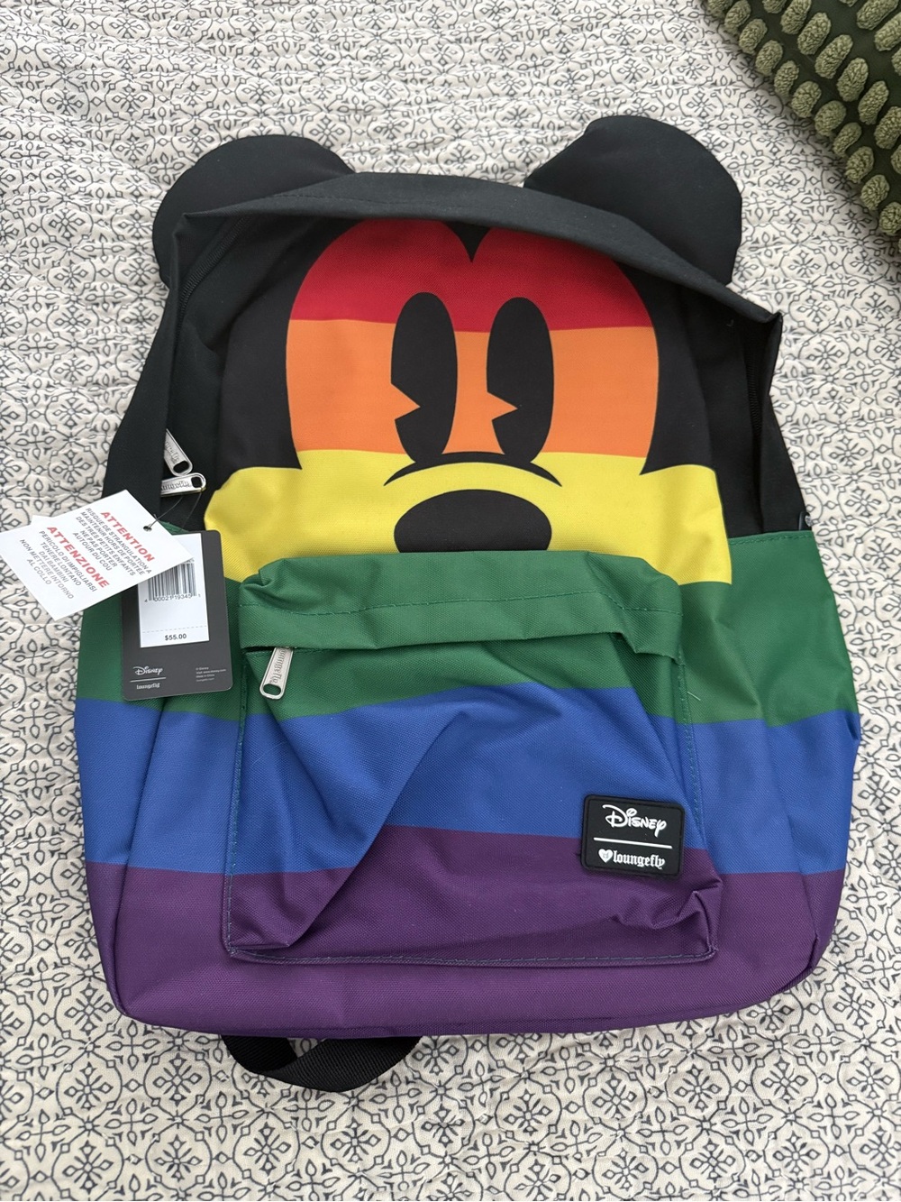 Loungefly Rainbow Mickey Ear Backpack - Red, Orange, Yellow, Green, Blue, Purple